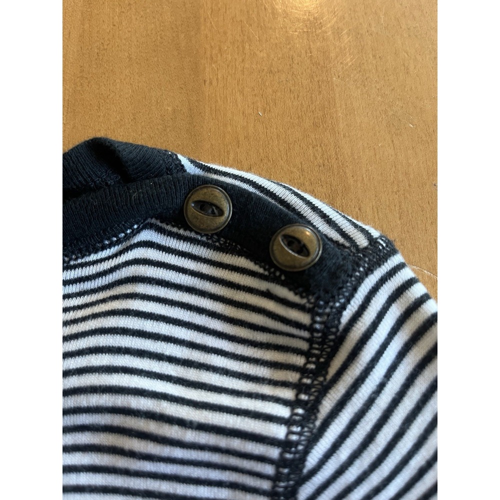 LRL Ralph Lauren Jean Co. Women's Long Sleeve Top Black Striped 3/4 Sleeve Sz M - Picture 4 of 10